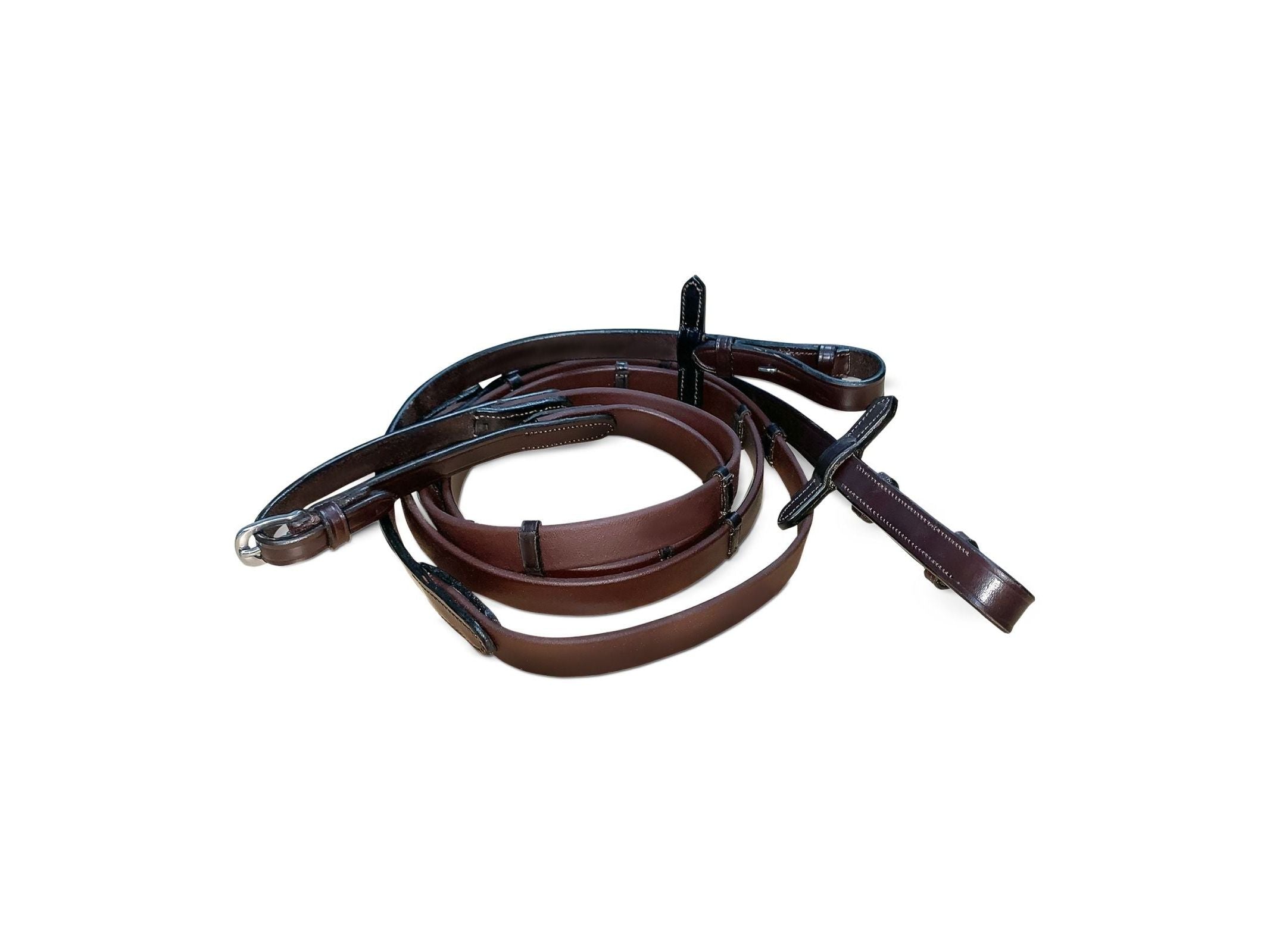 biothane smooth grip reins havana with stoppers - equestrian equipment