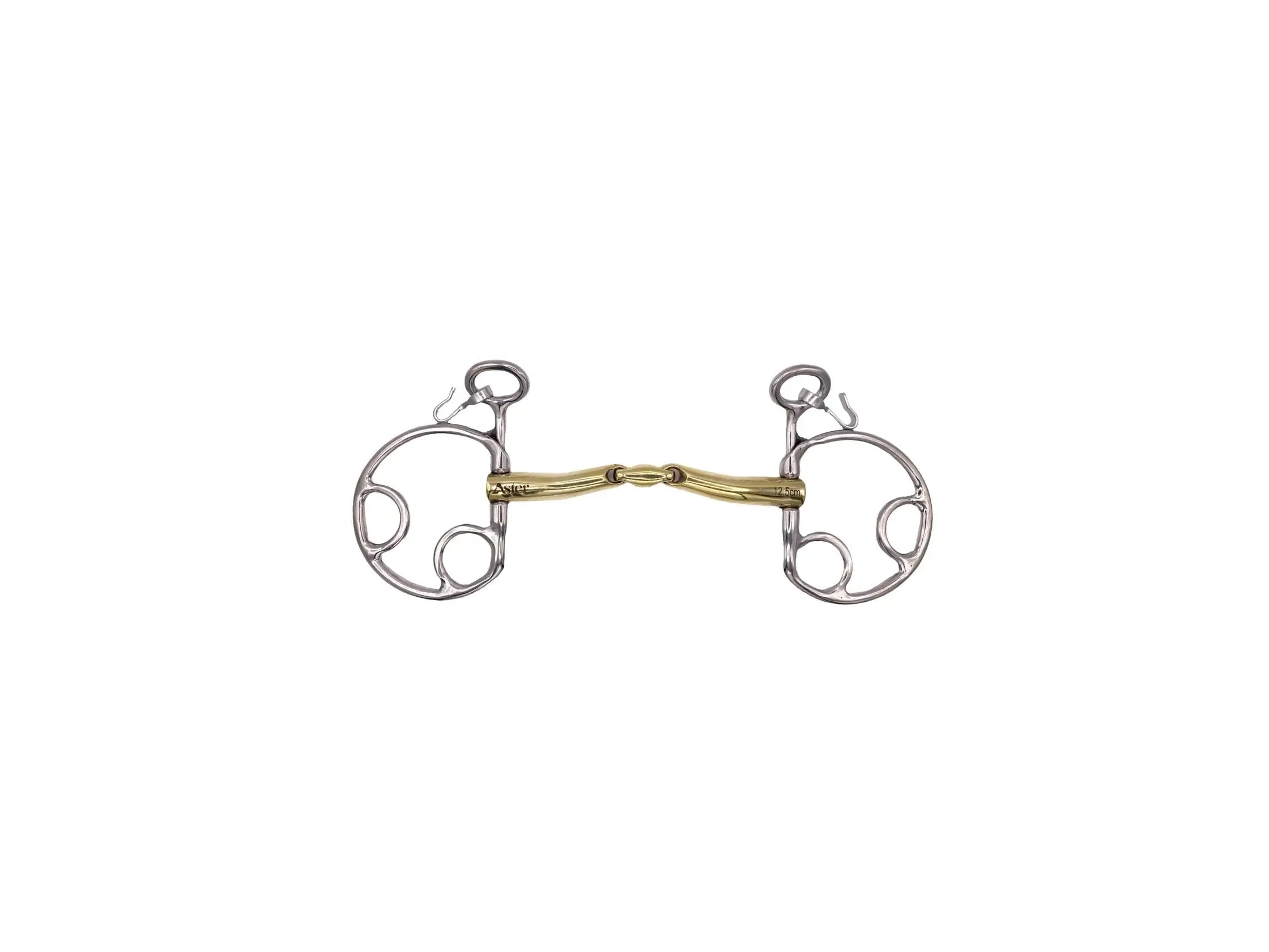 Aster Gentle Curve Golden Double Jointed Kimblewick offering control with poll pressure and curb chain action hooks