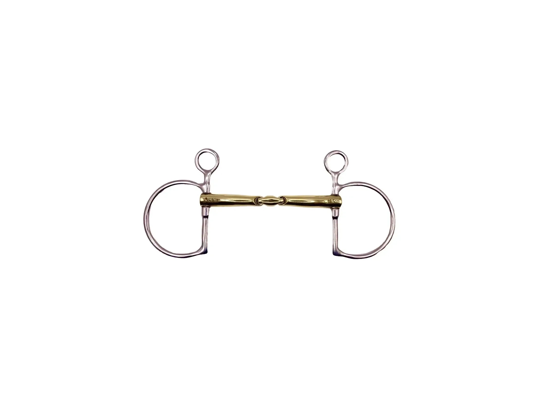 dee baucher double jointed snaffle in the drop cheek format made from a high Nickel/Copper Alloy