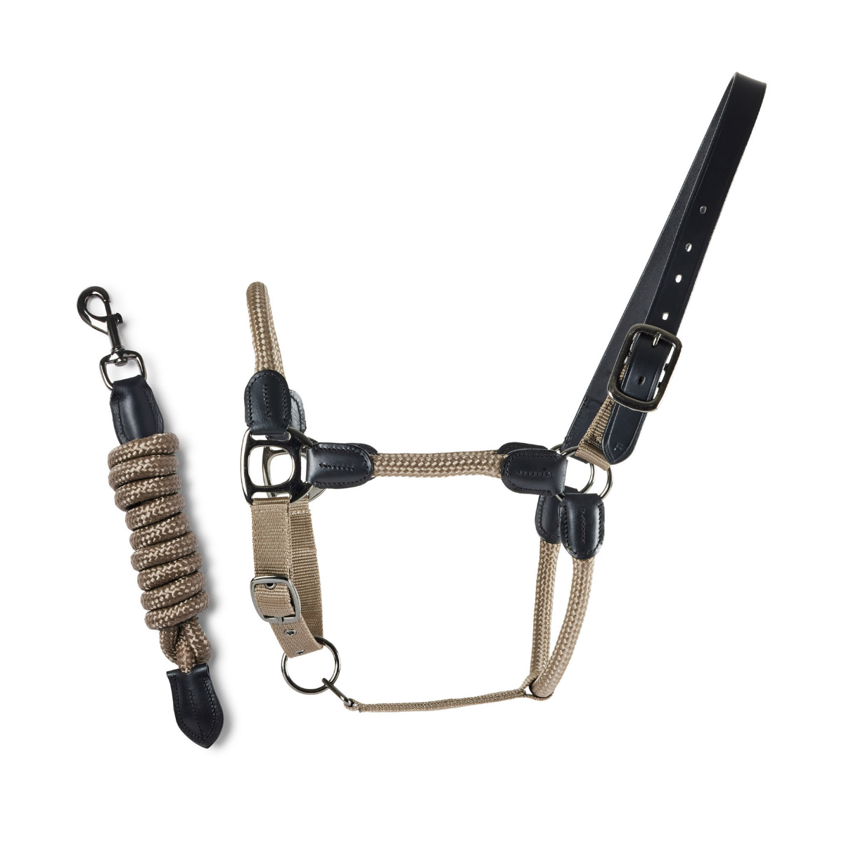 Rope and Leather Headcollar Mocha