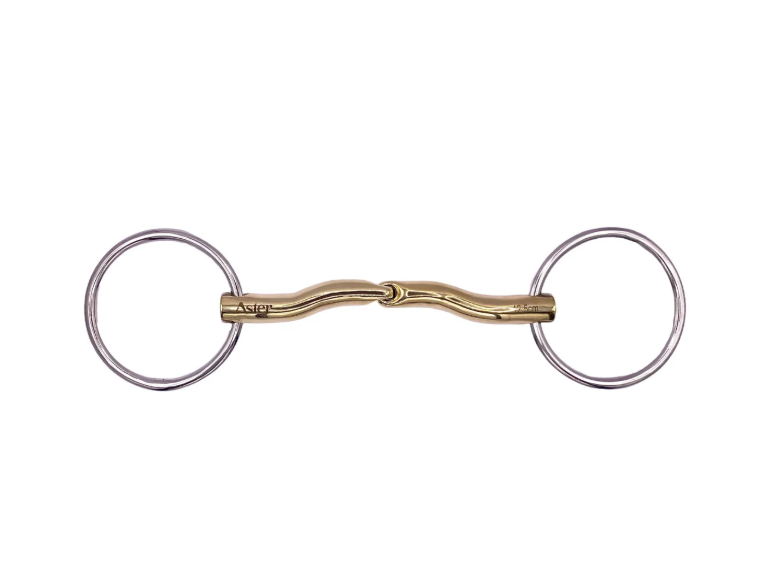 Aster Contour Golden Single Jointed Snaffle Loose Ring
