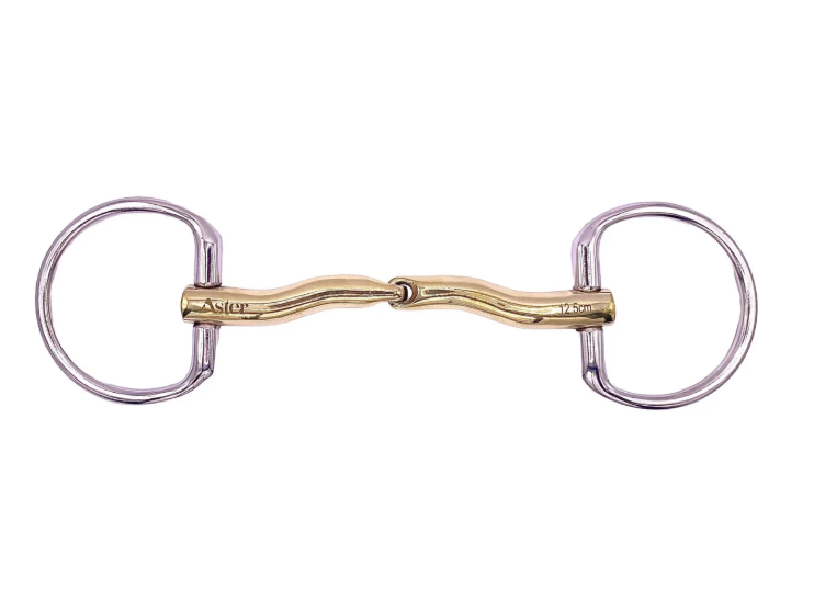 Aster Contour Golden Single Jointed Snaffle Fixed Ring