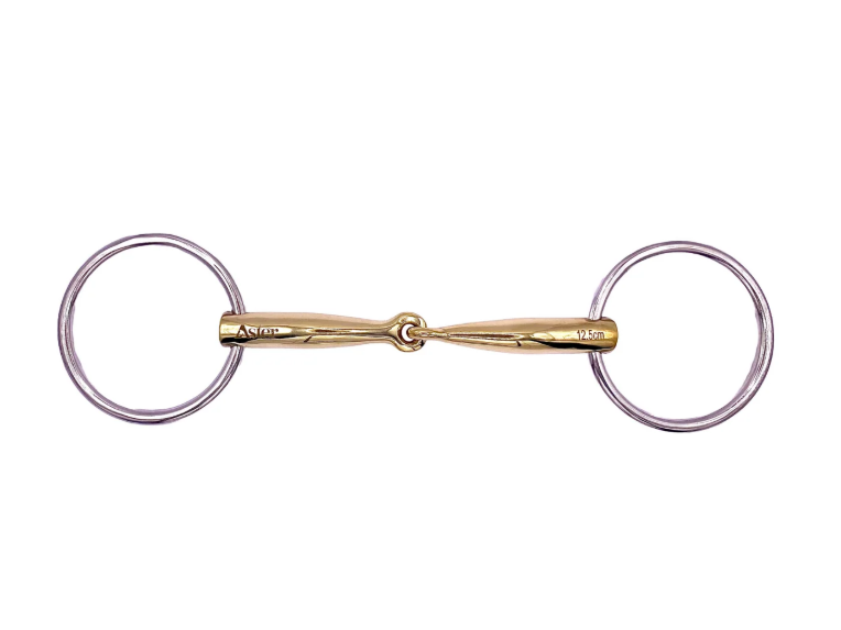 Aster Confidence Golden Single Jointed Lock Up Snaffle Loose Ring