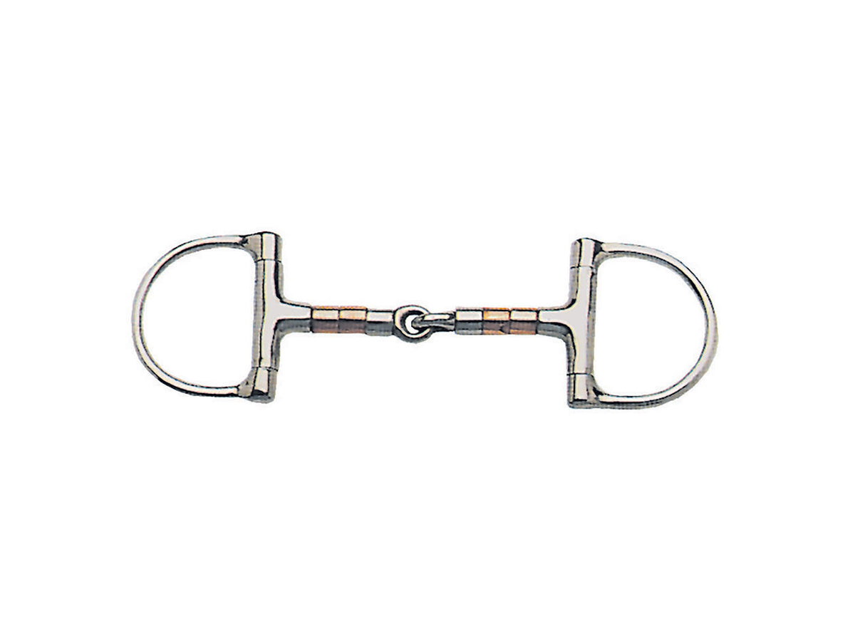 KORSTEEL STAINLESS STEEL COPPER & STEEL ROLLERS JOINTED DEE RING SNAFFLE BIT 5.5"