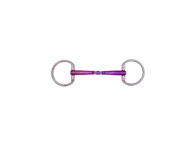 eggbutt snaffle with double joint  titanium colour pink