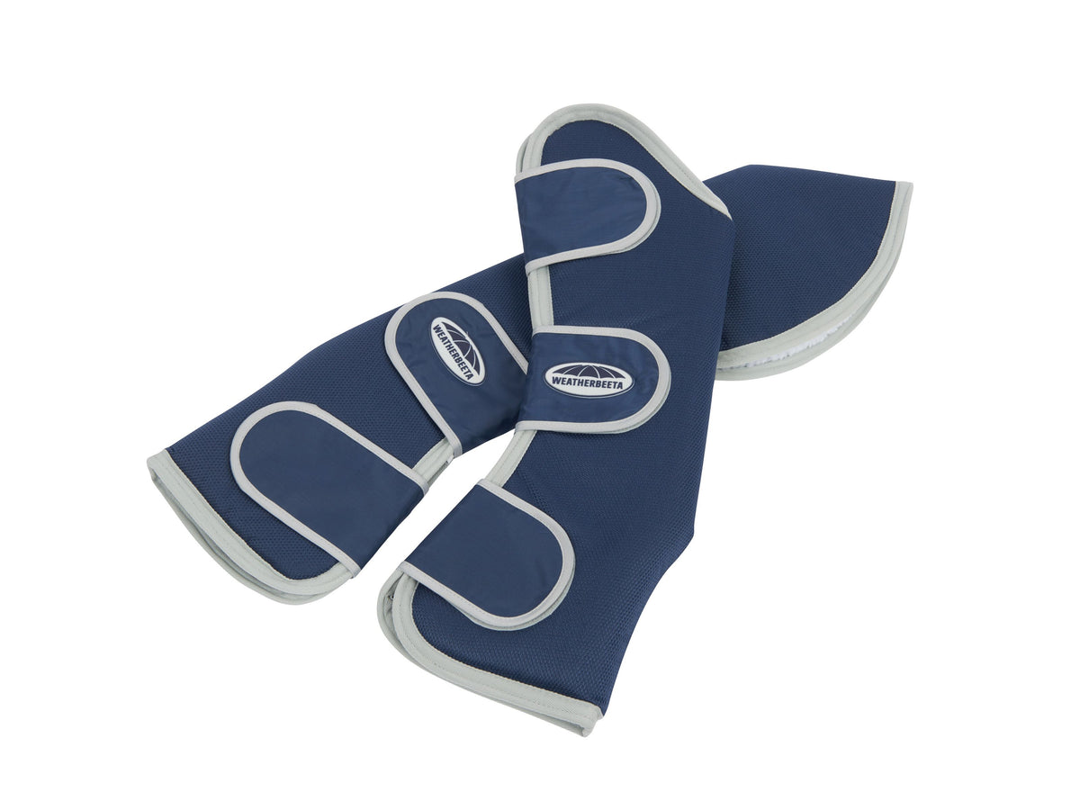 WEATHERBEETA WIDE TAB LONG TRAVEL BOOTS NAVY/SILVER PONY