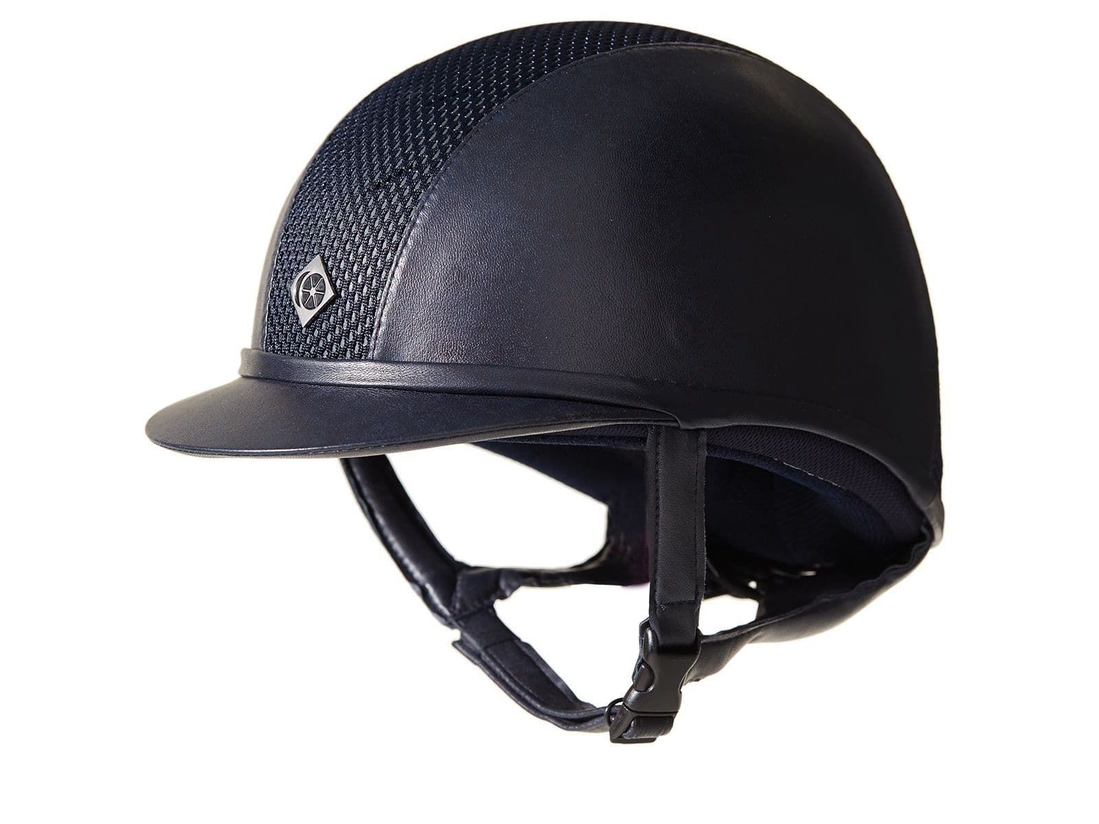 Charles Owen Ayr8 Plus Riding Helmet - Midnight Blue Navy Leather Look