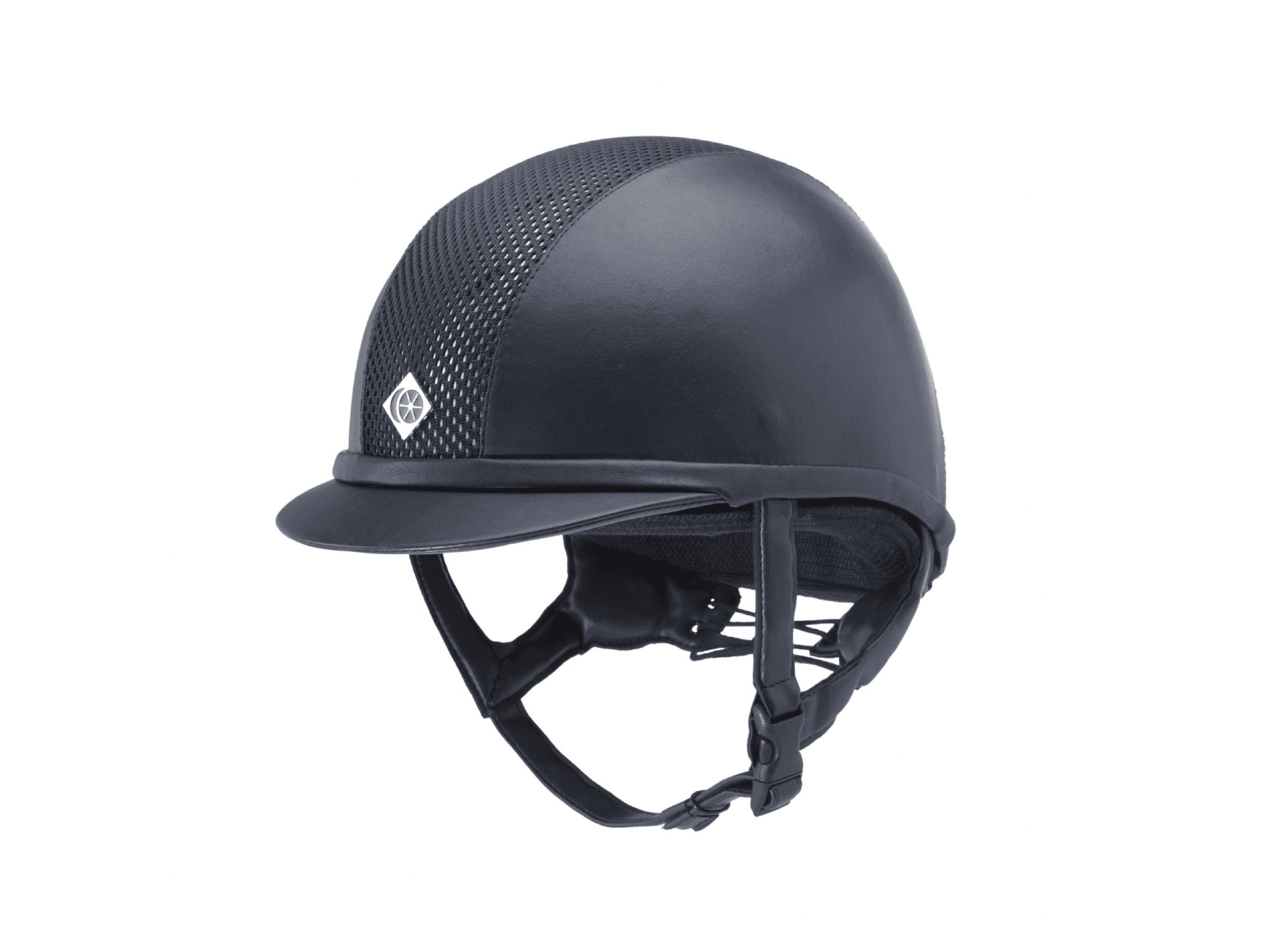 Charles Owen Ayr8 Plus Riding Helmet - Midnight Blue Silver Leather Look