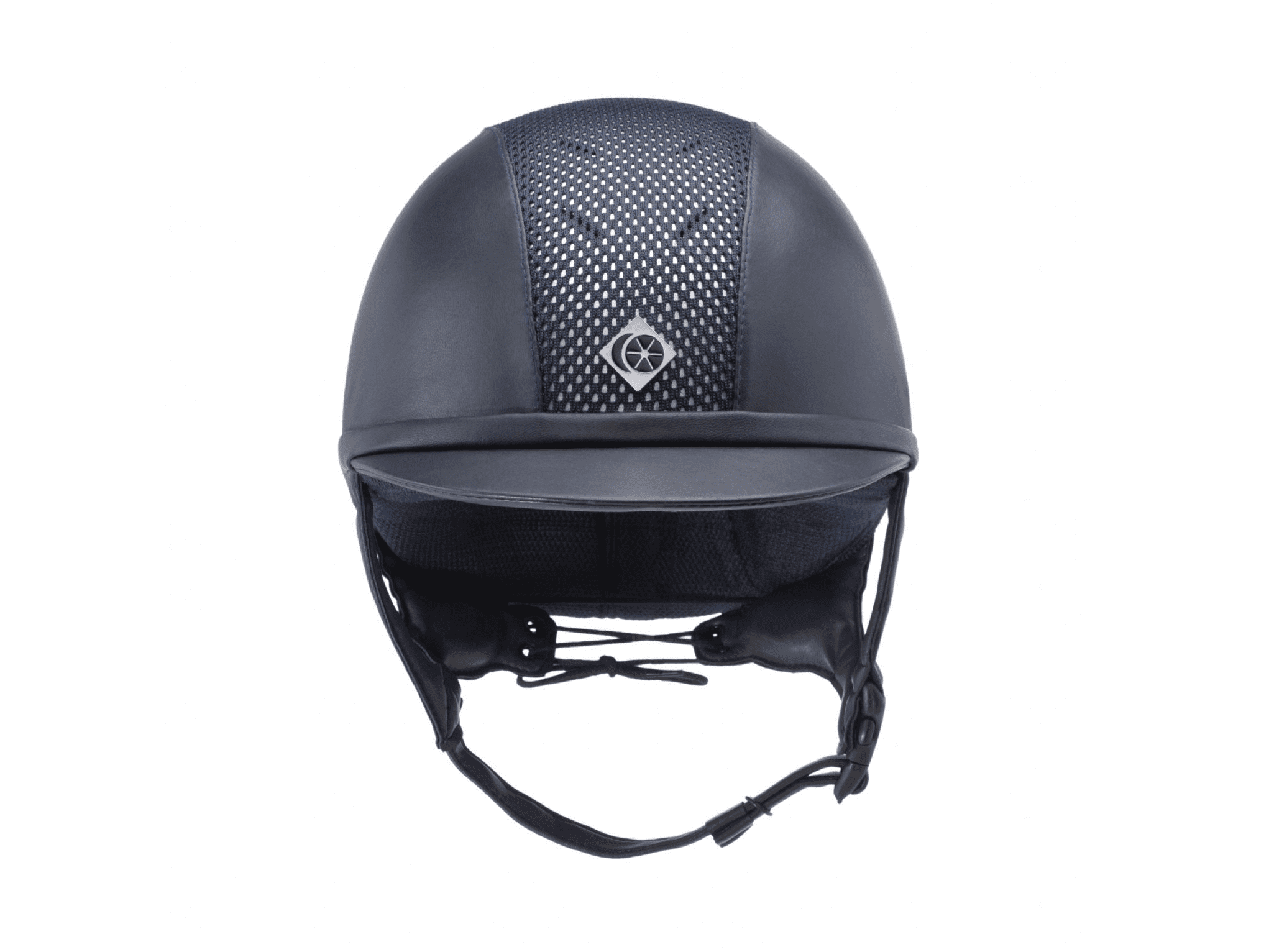 Charles Owen Ayr8 Plus Riding Helmet - Midnight Blue Silver Leather Look