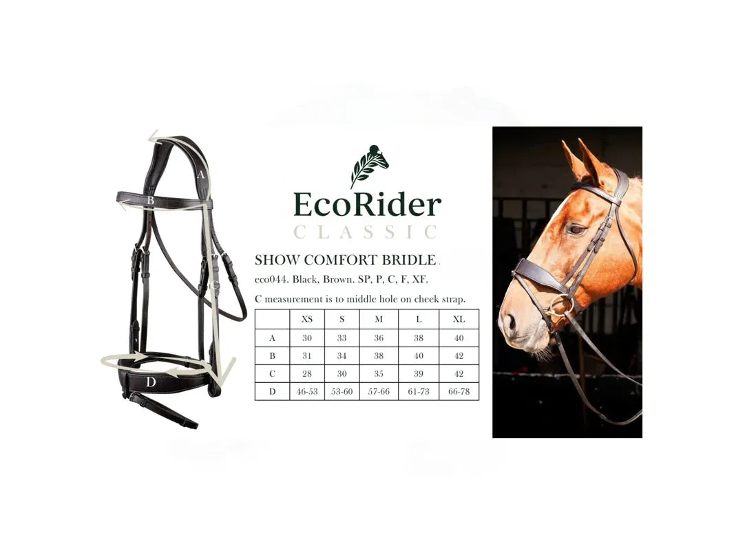 EcoRider Show Comfort Bridle - Brown XFull RRP £115 angled view