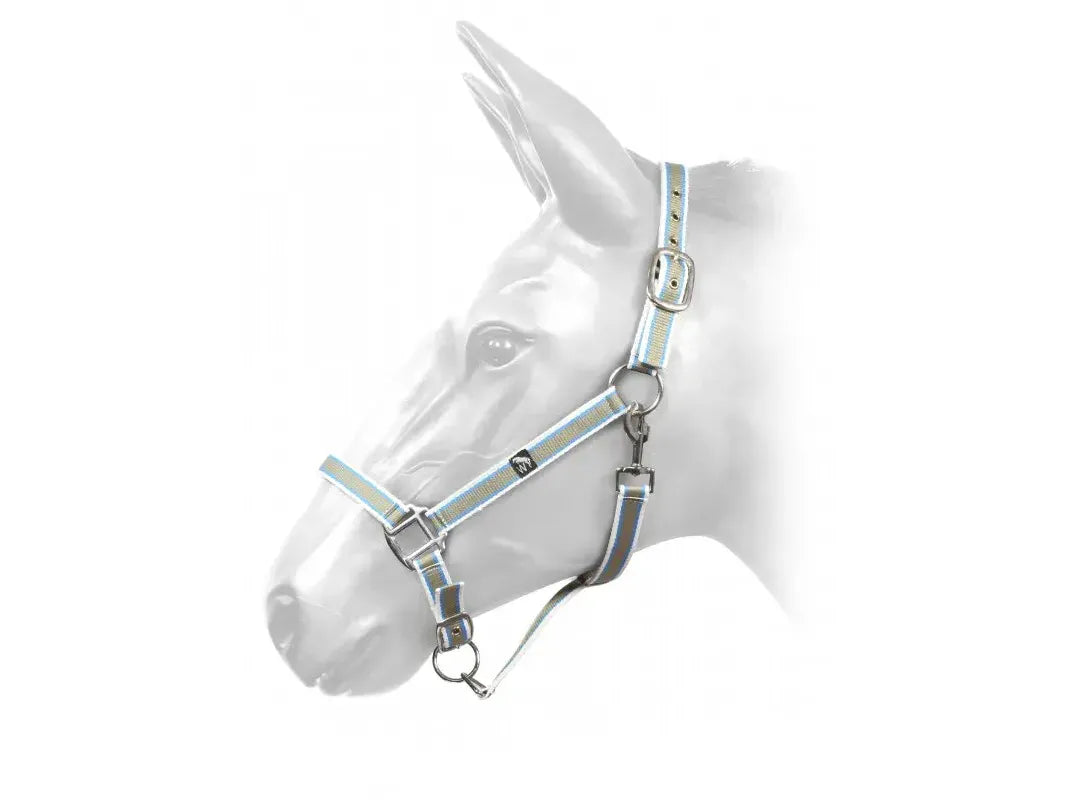 John Whitaker Harvey Headcollar in White Blue and Khaki
