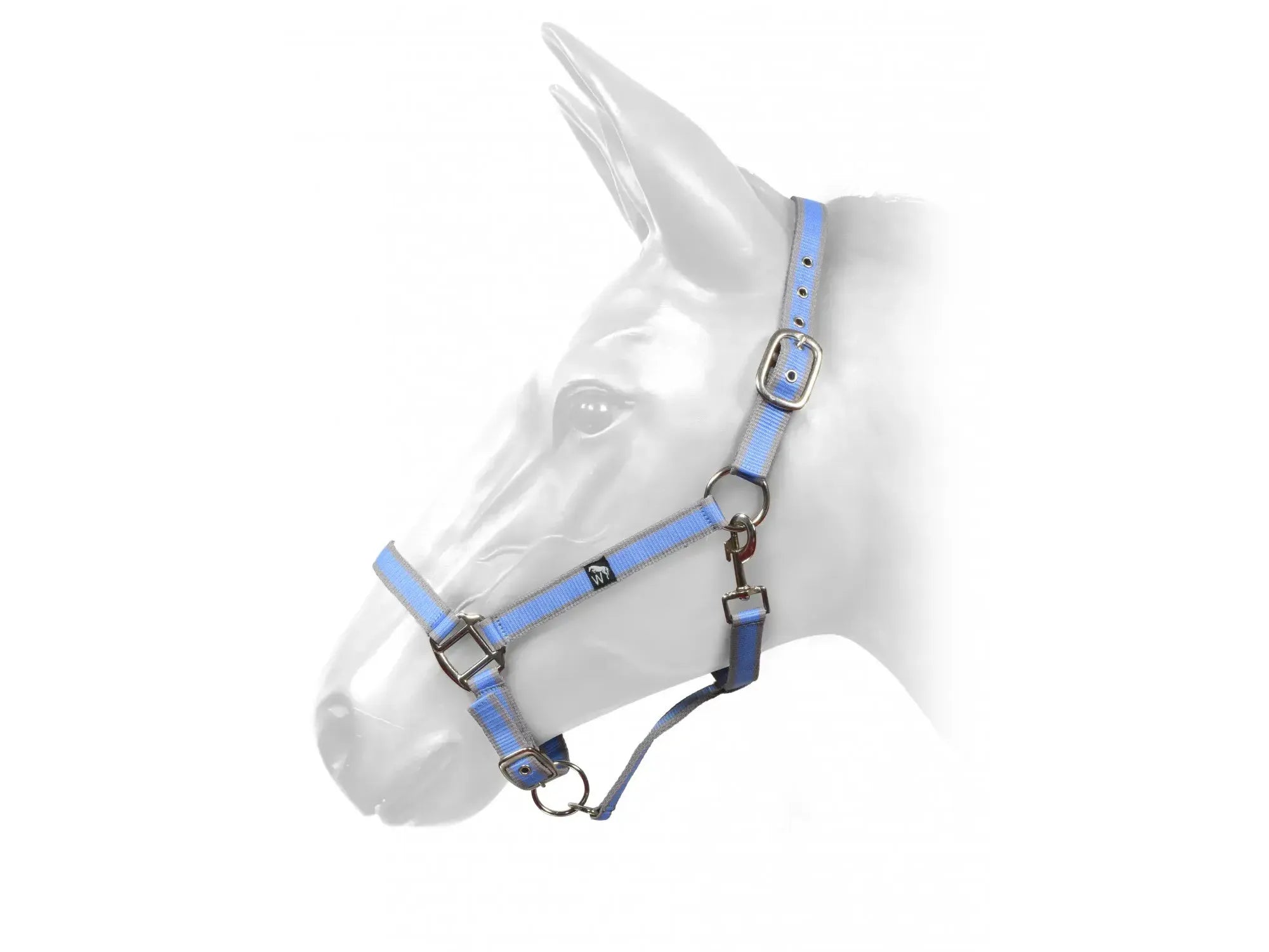 John Whitaker Headcollar with Grey and Light Blue Webbing