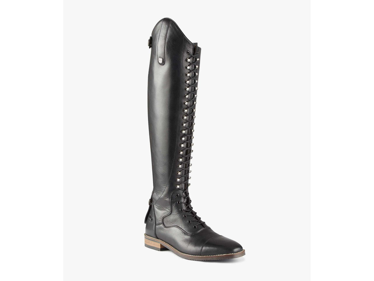 Premier Equine Maurizia Ladies Lace Front Tall Leather Riding Boots in Black