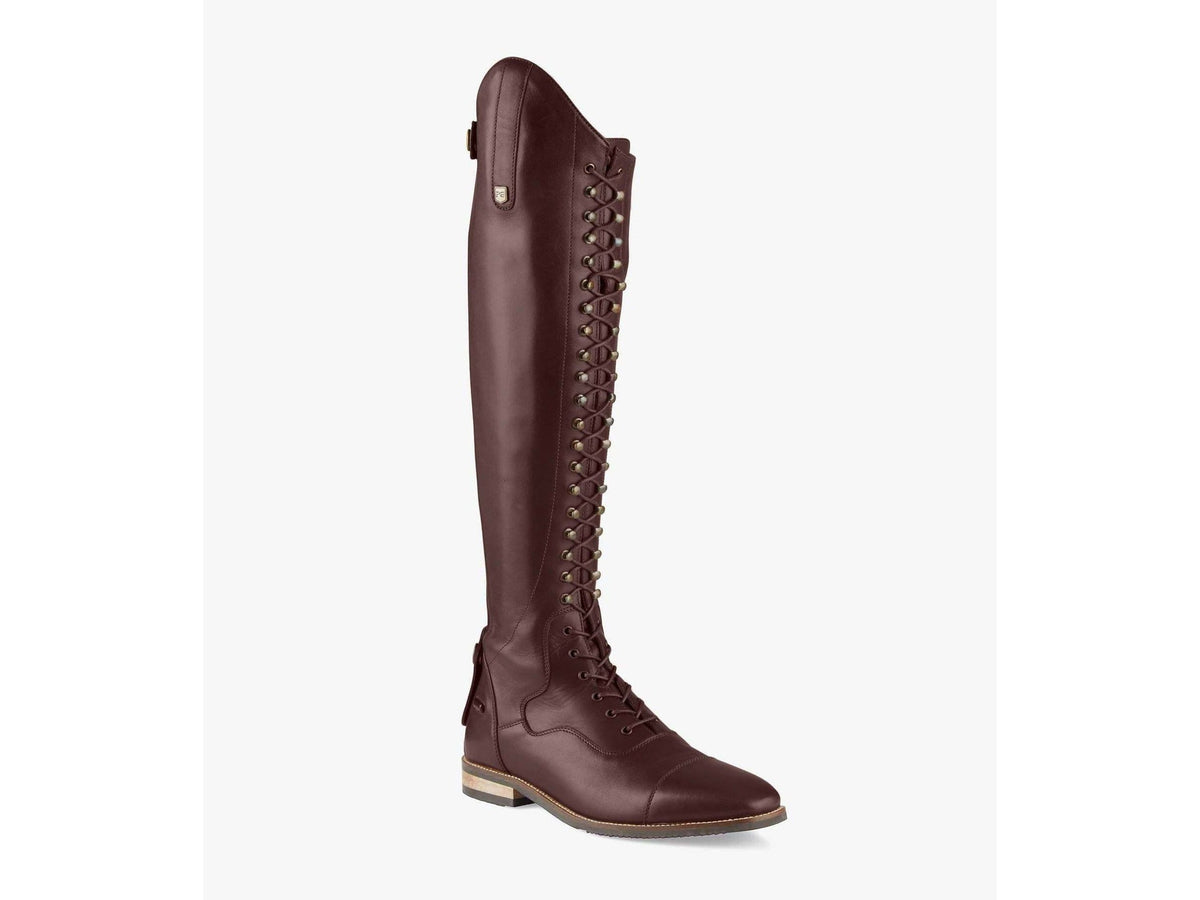 Premier Equine Maurizia Ladies Lace Front Tall Leather Riding Boots in Brown