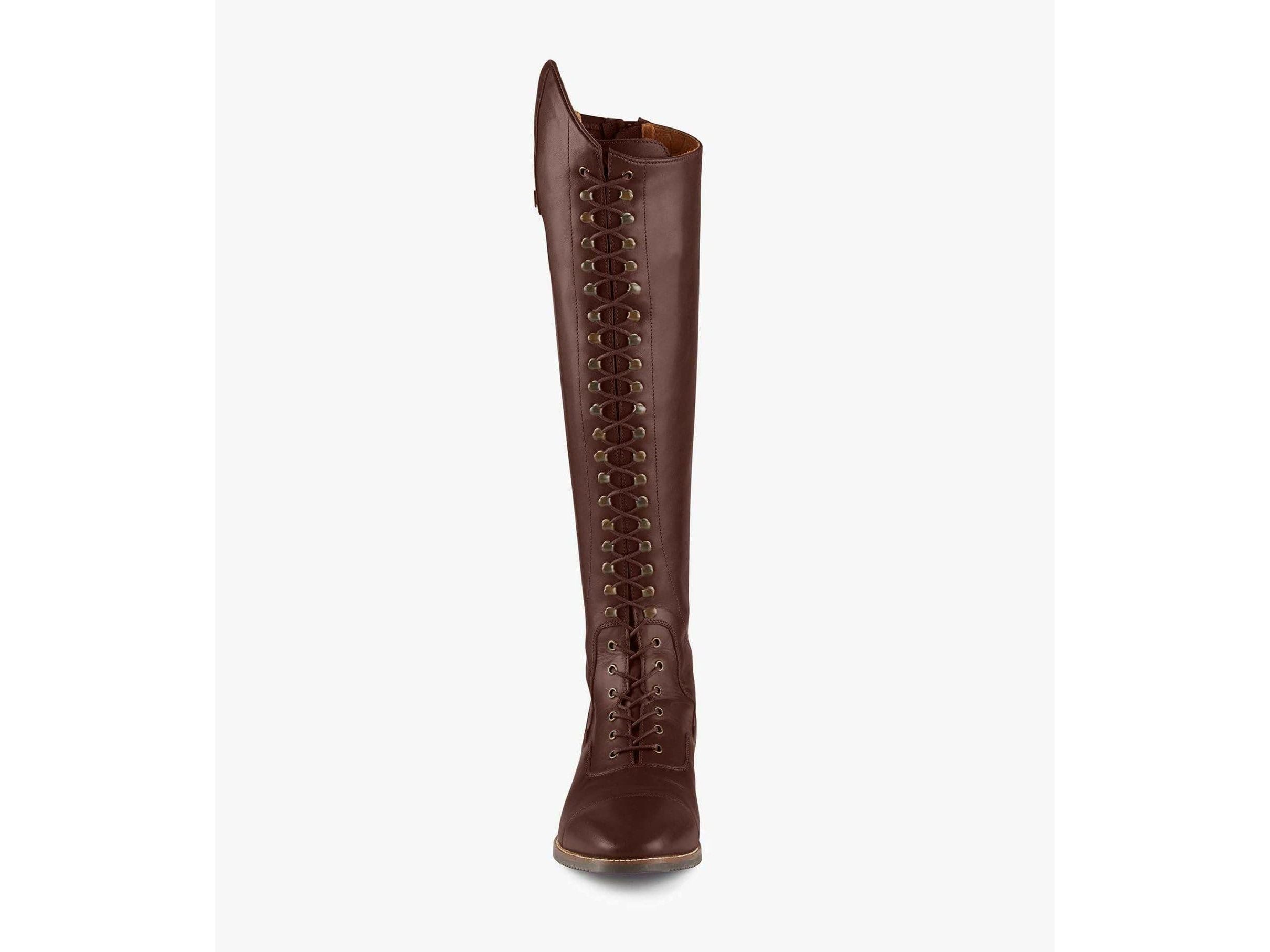 Premier Equine Maurizia Ladies Brown Lace Front Tall Leather Riding Boots