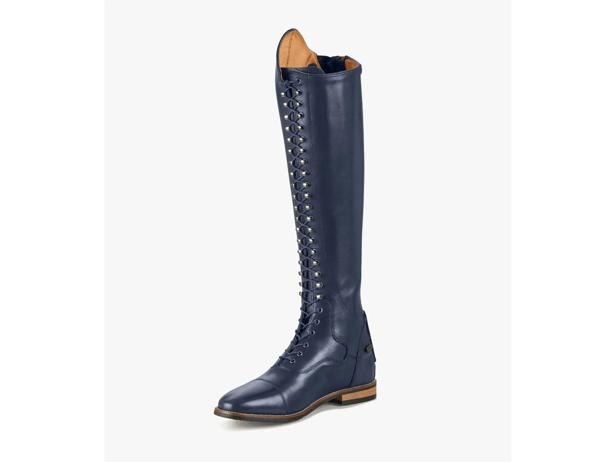 Premier Equine Maurizia Ladies Lace Front Tall Leather Riding Boots in Navy