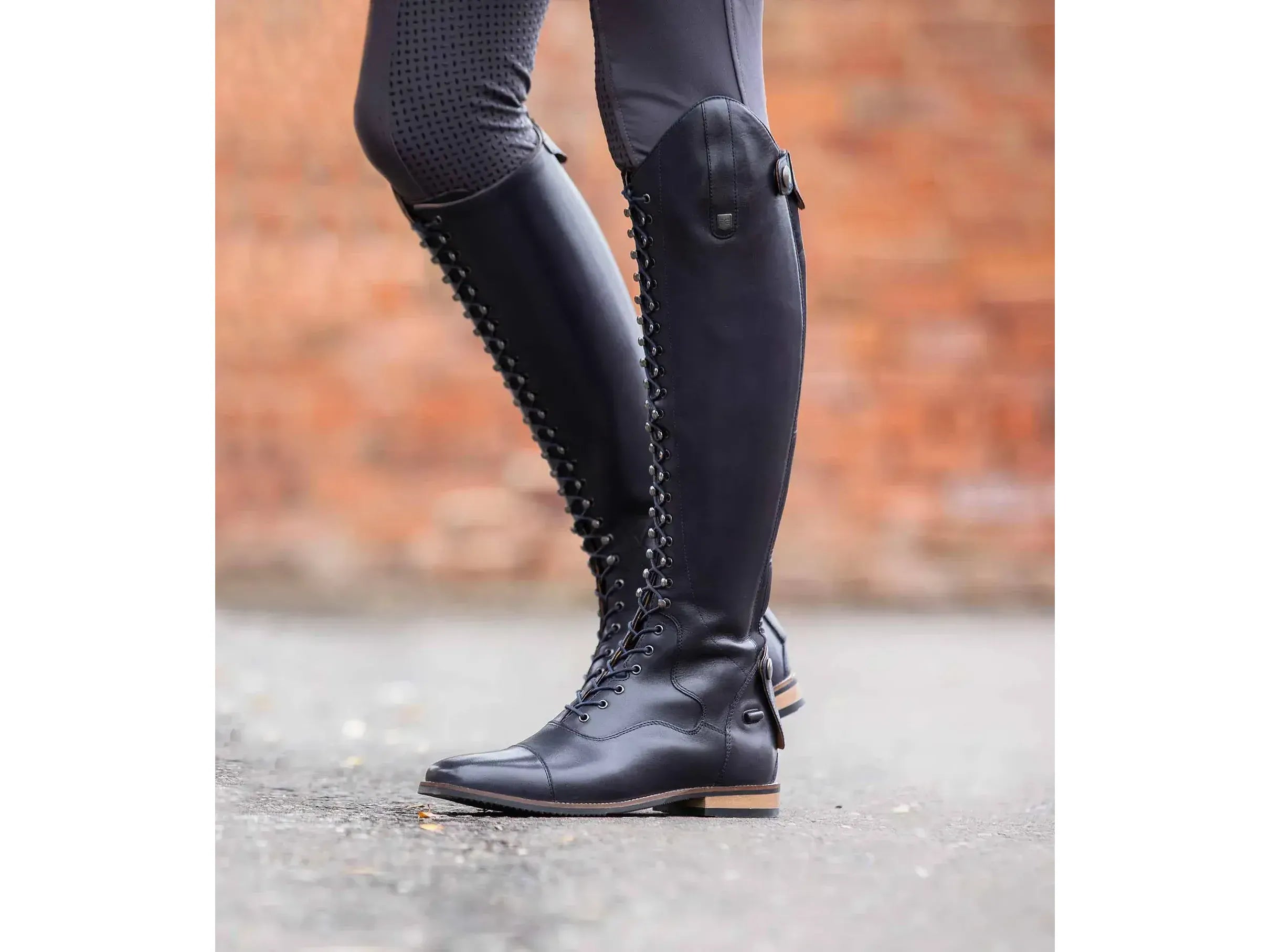 Premier Equine Maurizia Ladies Navy Lace Front Tall Leather Riding Boots